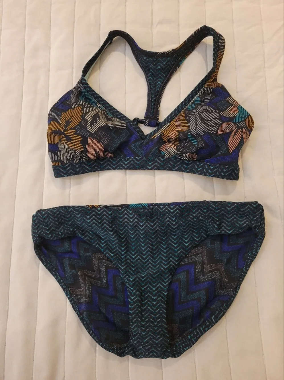 Prana Multicolor Floral  Bikini - Teal/Blue/Orange/Black - Picture 4 of 4